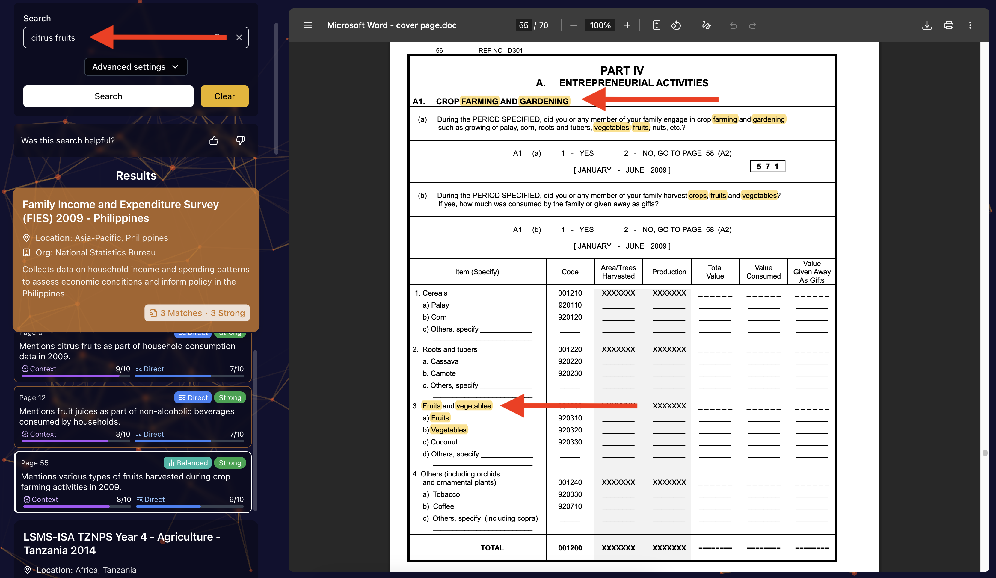 Keyword highlighting example